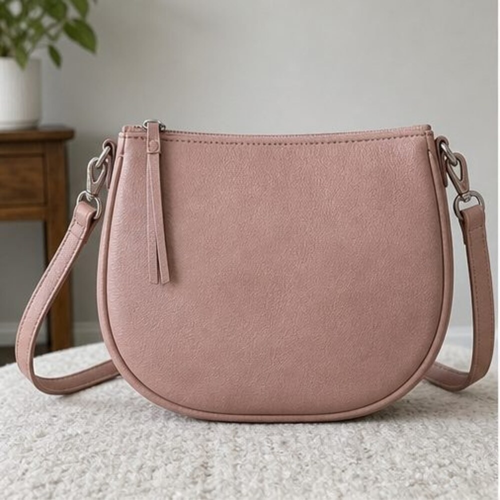 Gray Pebbled Crossbody Bag